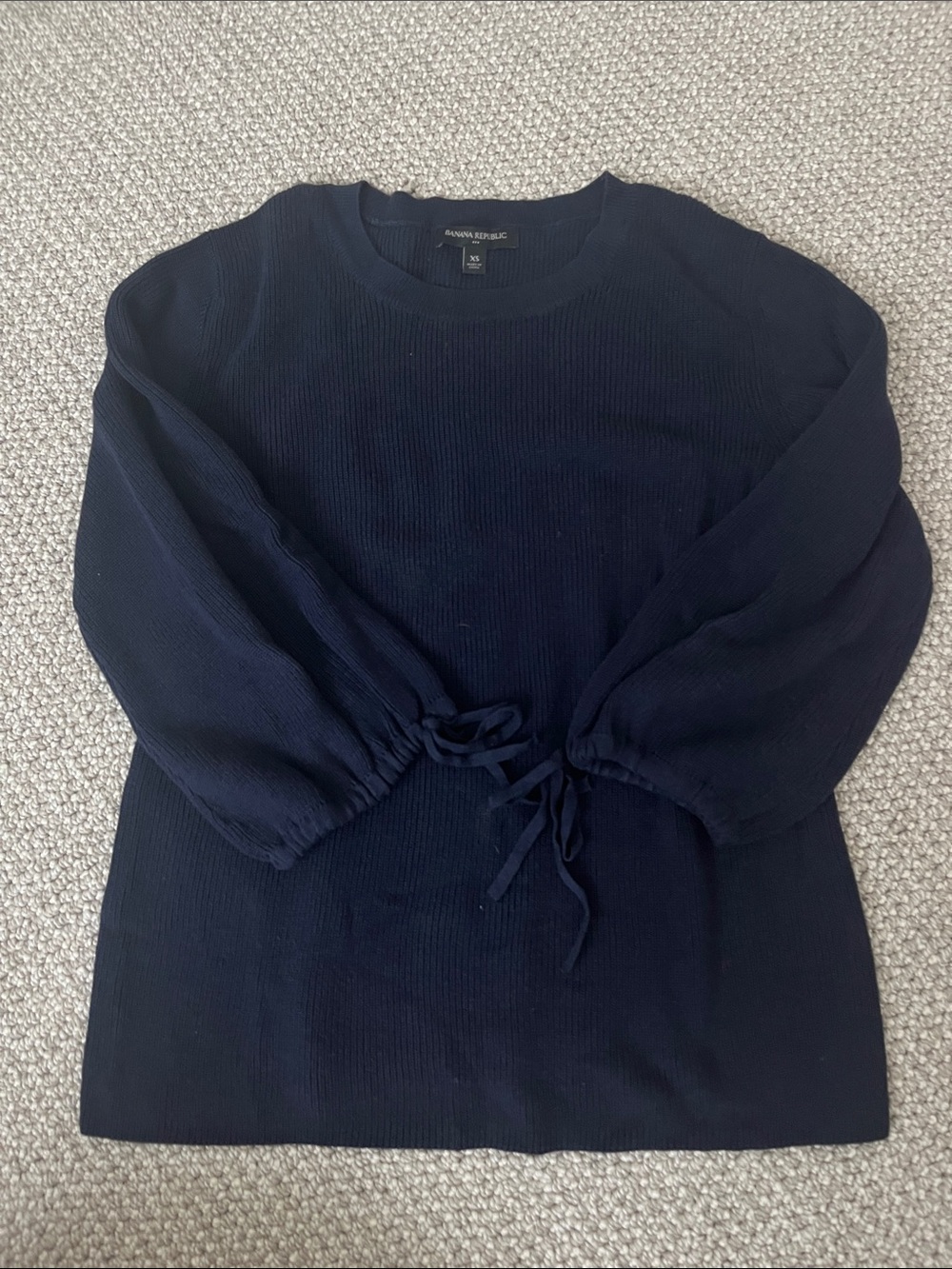Banana Republic Navy Tie-Waist Long Sleeve Sweater Top
